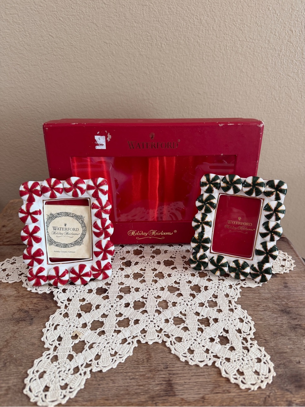 Waterford Peppermint Holiday Frames in Red & Green